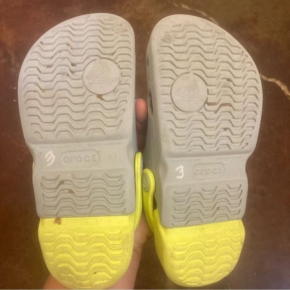 Kids Grey and Yellow Crocs Shoes